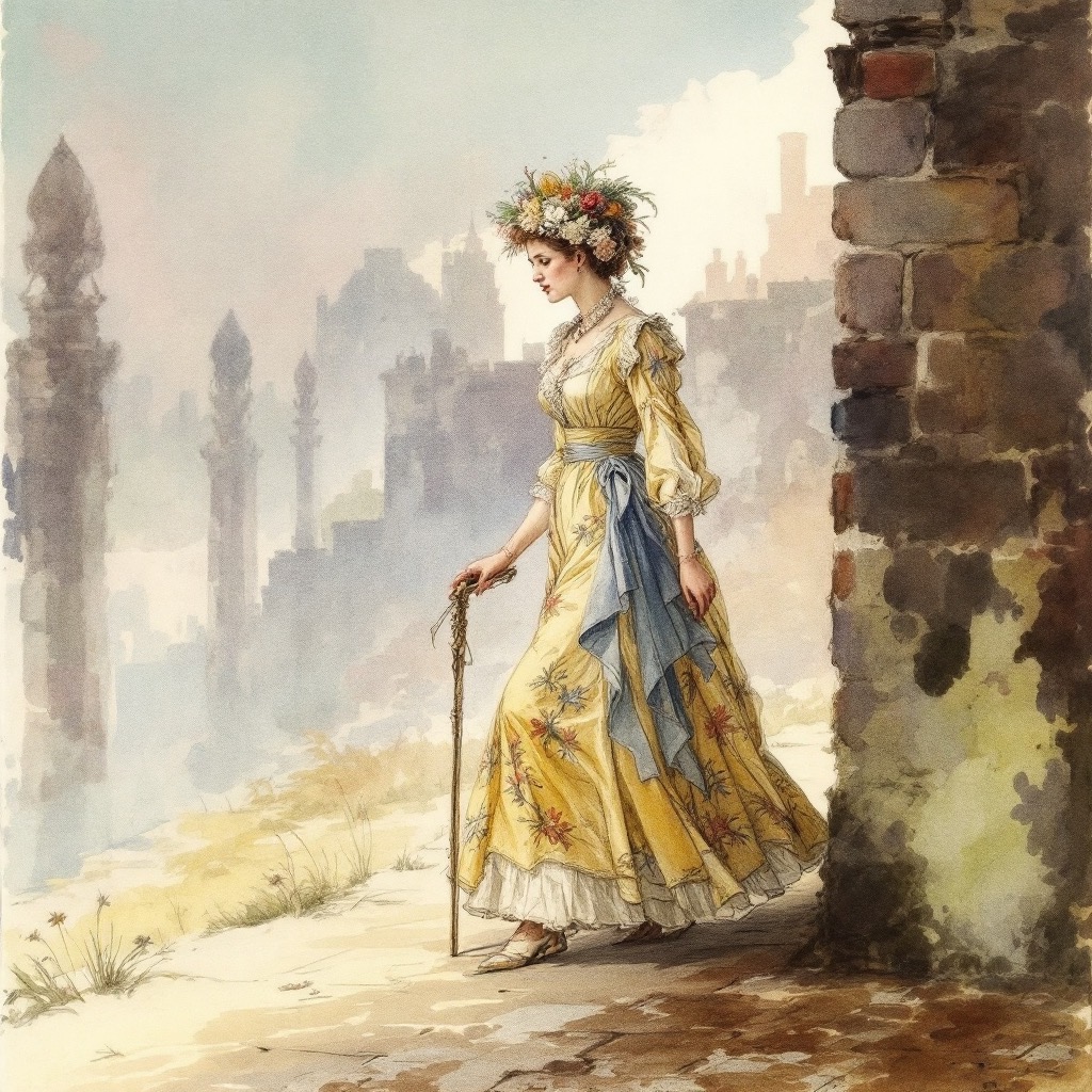 Sample image in the Hand-Tinted Satire Etching style